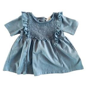 Rachel Zoe Baby Girl Blue Top size 24 Months Short Sleeve Cotton Blend